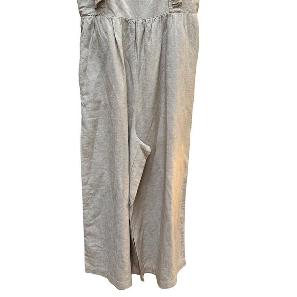 Madewell Jumpsuit Linen Blend Ruffle Open Tie Back Natural Beige Neutral Size 10 - Picture 4 of 11